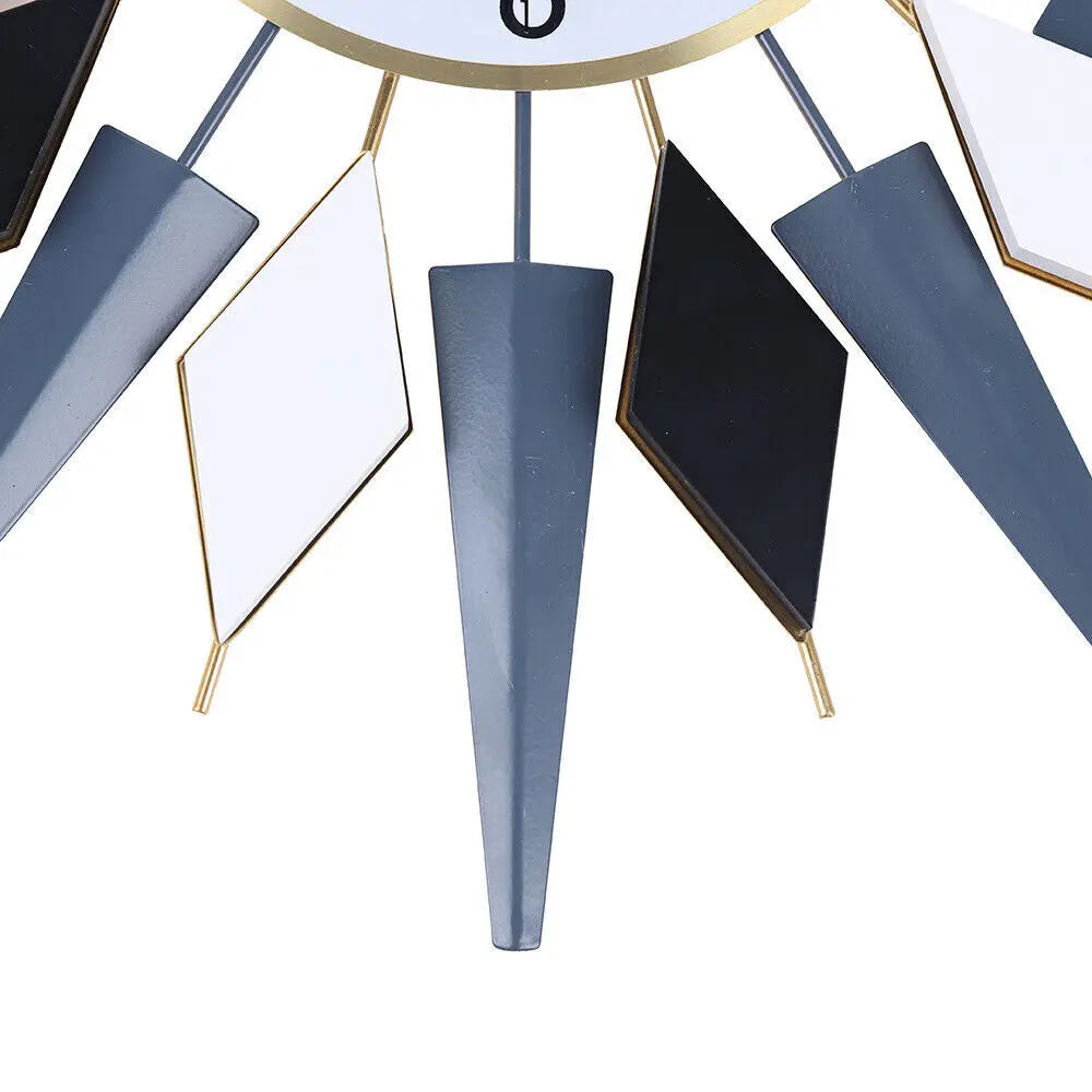 Mid Century Wall Clock Large Silent Metal Wall Clock for Living Room