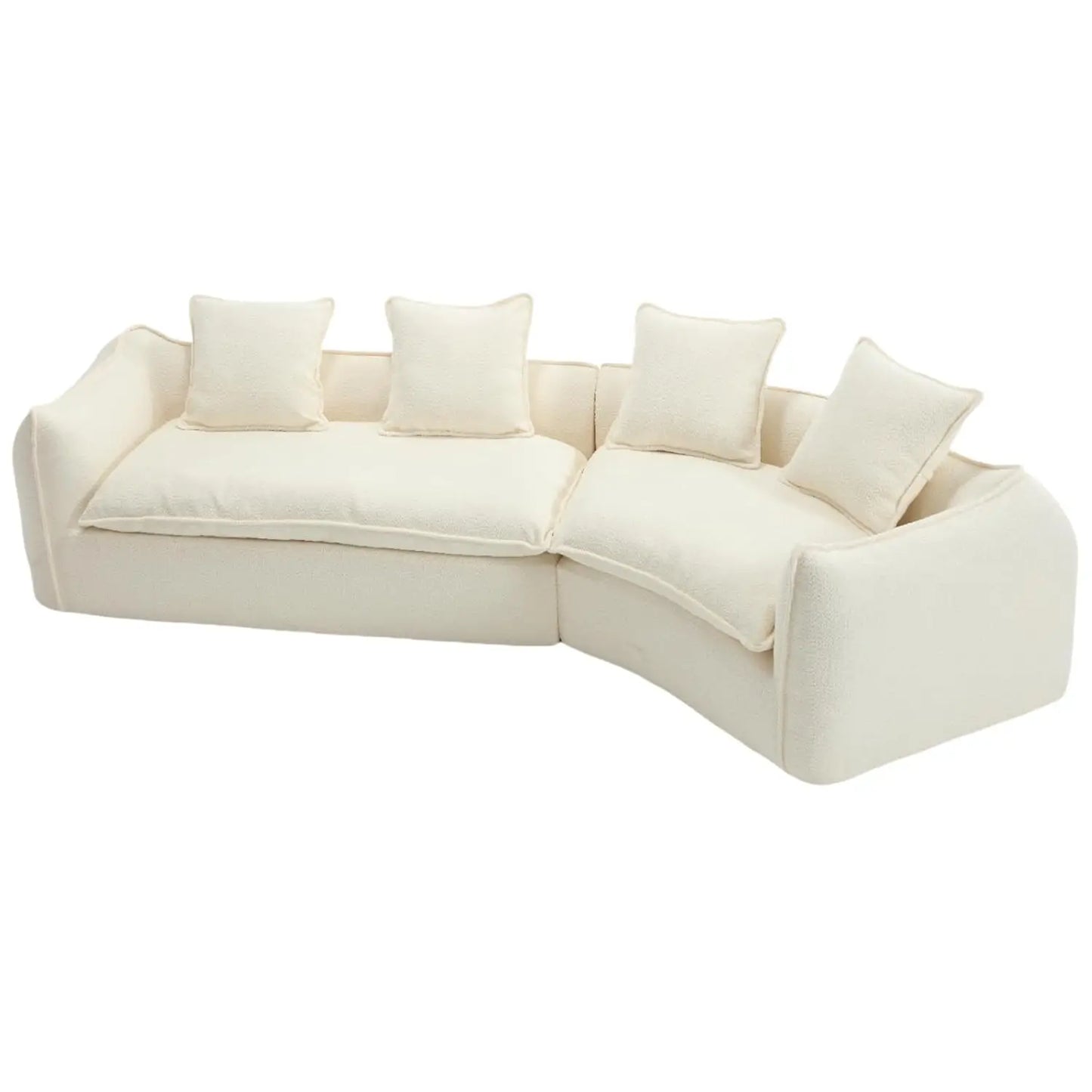 129.9" Modular Sectional Sofa with 4 Throw Pillow, Fabric Modern 5 Seat Round Shaped Convertible Sofa for Living, Customized