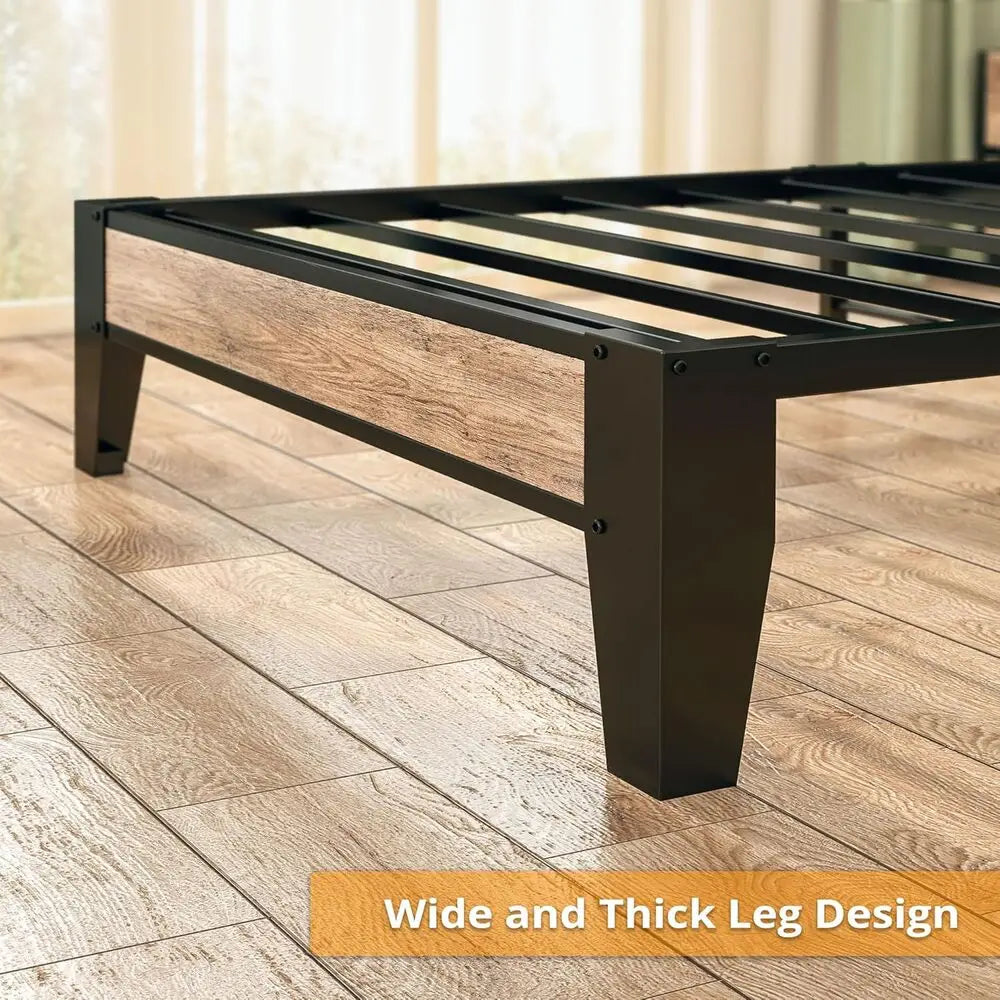 LIKIMIO Twin Bed Frames,Storage Headboard with Charging Station,Solid and Stable, Noise Free, Easy Assembly,No Box Spring Needed