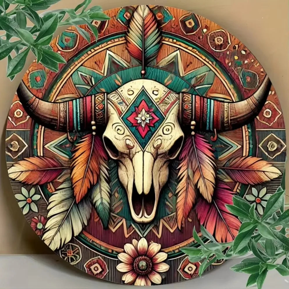 “Southwest Native American Skull Wall Art – Tribal-Inspired Decor for Home, Cafe & Bohemian Spaces | Rustic Farmhouse &”