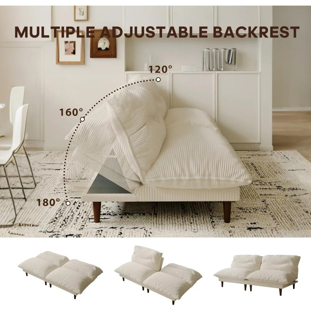 Futon Sofa Bed,4 in 1 Multi-Functional Futon Couch with Adjustable Backrest,Convertible Sleeper Sofa Bed and Recliner,Customized