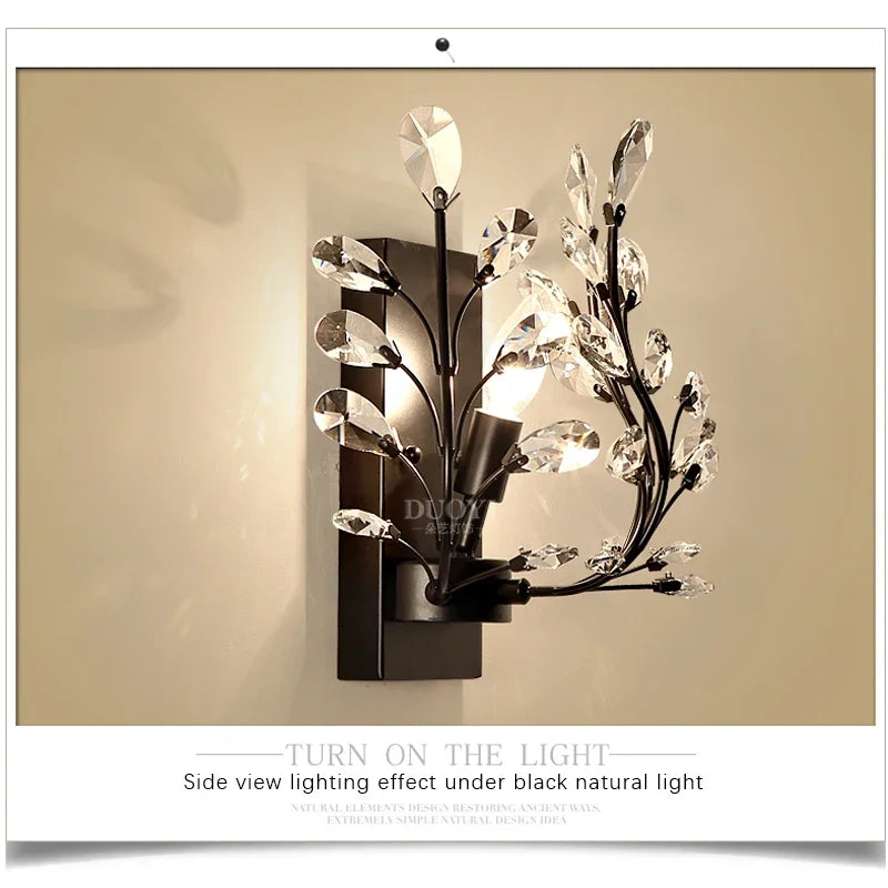BROTHER Modern Crystal Wall lamp American Countryside LED Creative Living Room  Corridor Home Decoration Light