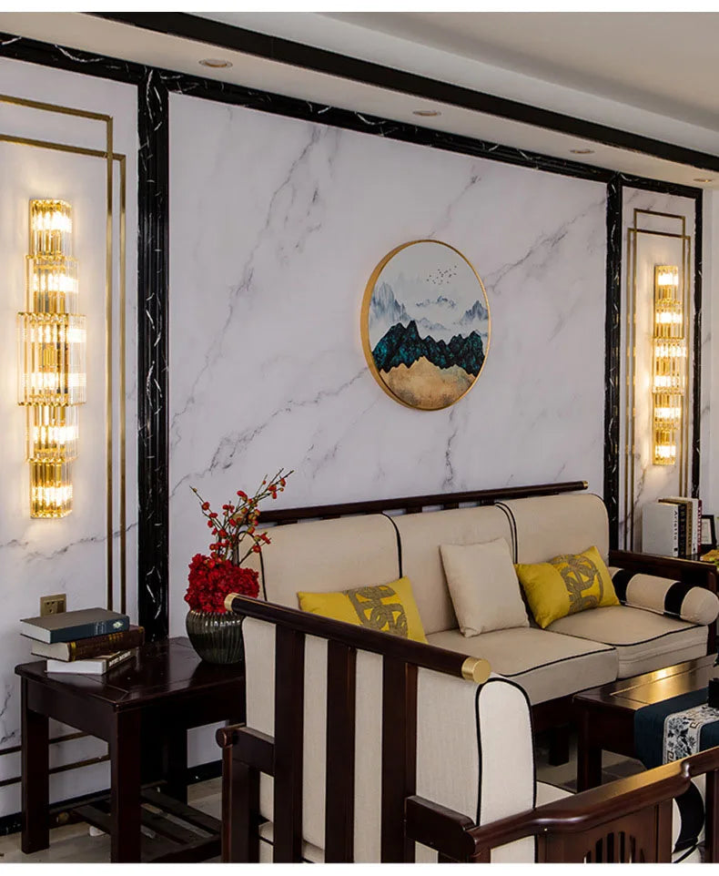 Luxury Hotel Lobby Large Big Crystal Wall Lamp for Club Hall Villa Living Room Office Banquet  Indoor Lighting  Fixtures