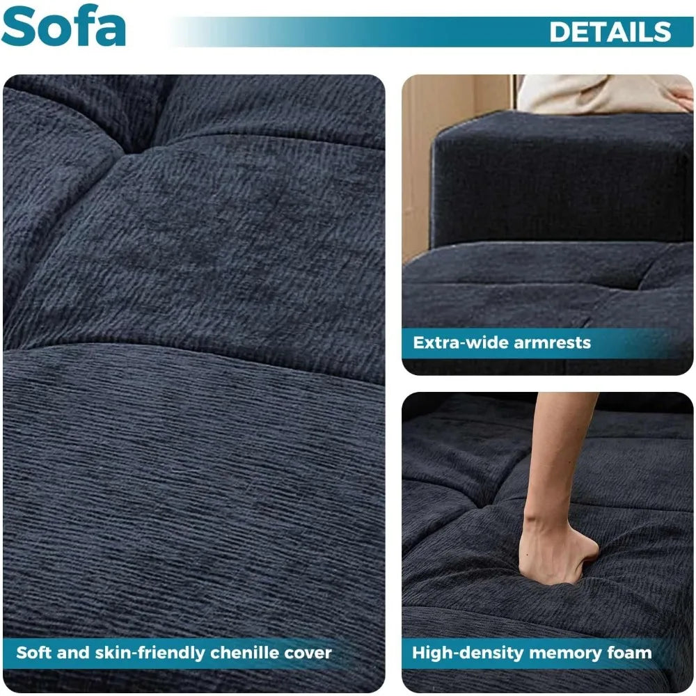 Boneless L-Shaped Couch，Modern Modularization Couch 114''，Modern Compressed Segmented Sofa, Comfortable Cushioned Chair Suitable