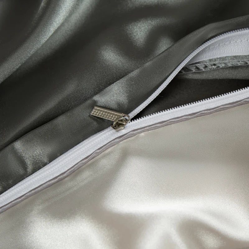 Silk Bed Sheets Set Luxury Bedding Set with Duvet Cover Fitted/Flat Bedheet Pillowcases Mixed with Rayon King Queen Full Twin