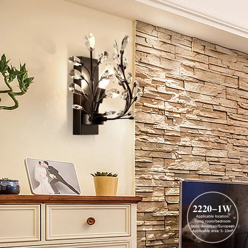 BROTHER Modern Crystal Wall lamp American Countryside LED Creative Living Room  Corridor Home Decoration Light