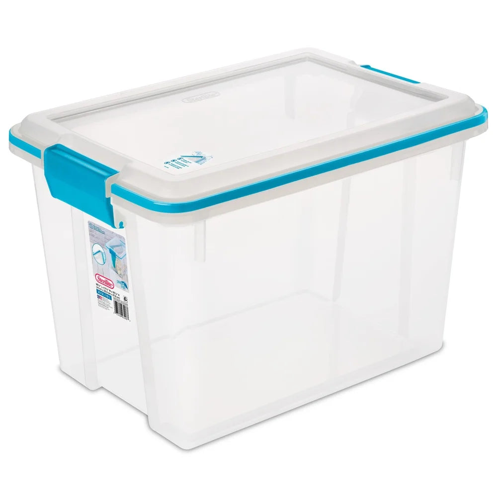 2 Pack Gasket Storage Bin 20 Qt Clear Plastic Container with Lid Moisture Resistant Organizer Stackable Storage Solutions