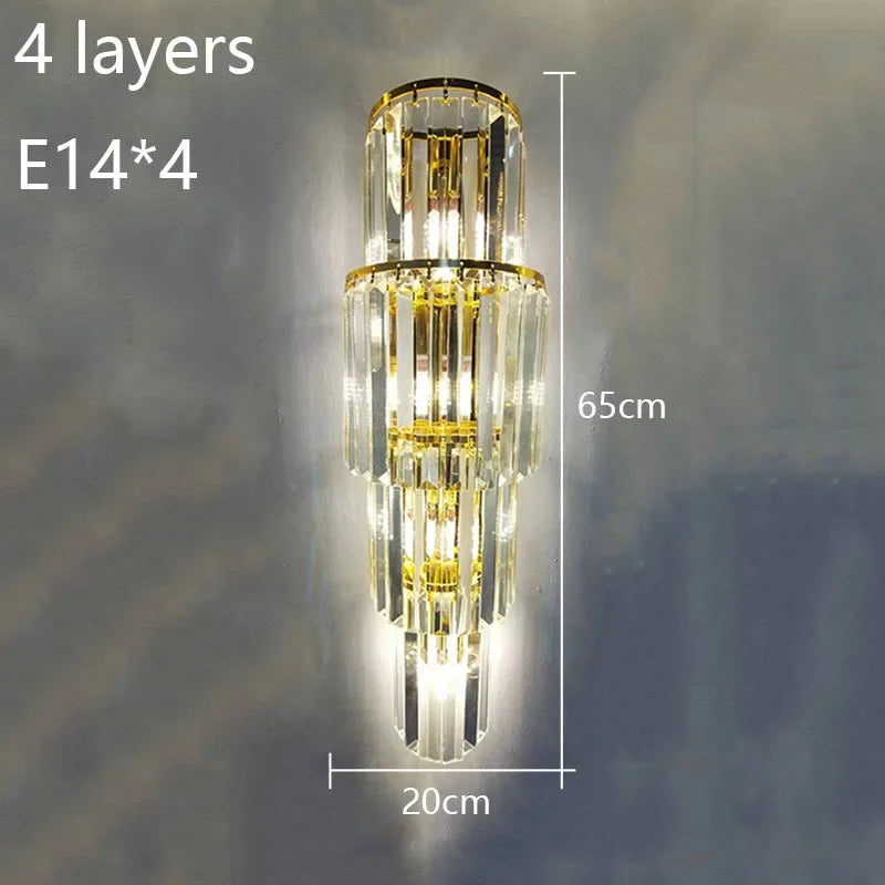 Luxury Hotel Lobby Large Big Crystal Wall Lamp for Club Hall Villa Living Room Office Banquet  Indoor Lighting  Fixtures