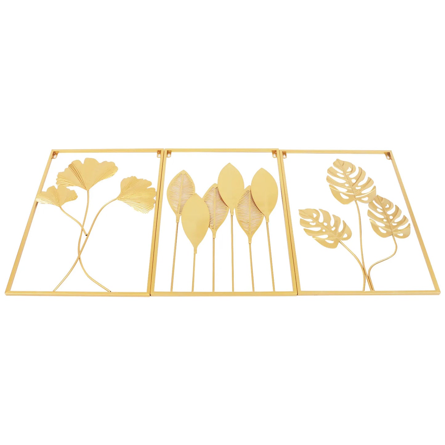 3-Piece Gold Home Decor Wall Leaf Ornaments, Leaf Pattern Wall Hanging Decor Set, Suitable for entryways, bedrooms, and hotels