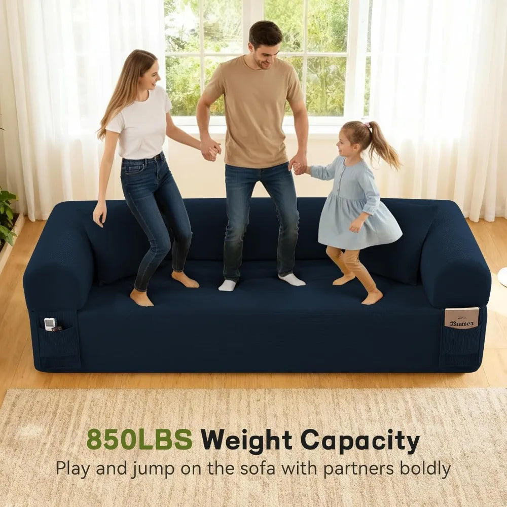 3 Seater Cloud Sofa in a Box Memory Foam Floor Couch with Storage Bag And 2 Pillows Boneless Sofa Bed for Living Room