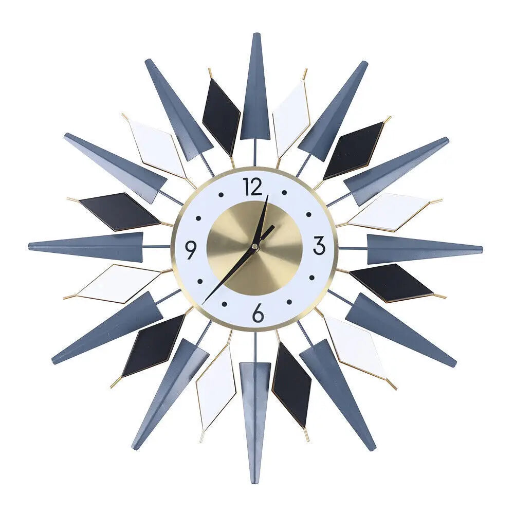 Mid Century Wall Clock Large Silent Metal Wall Clock for Living Room