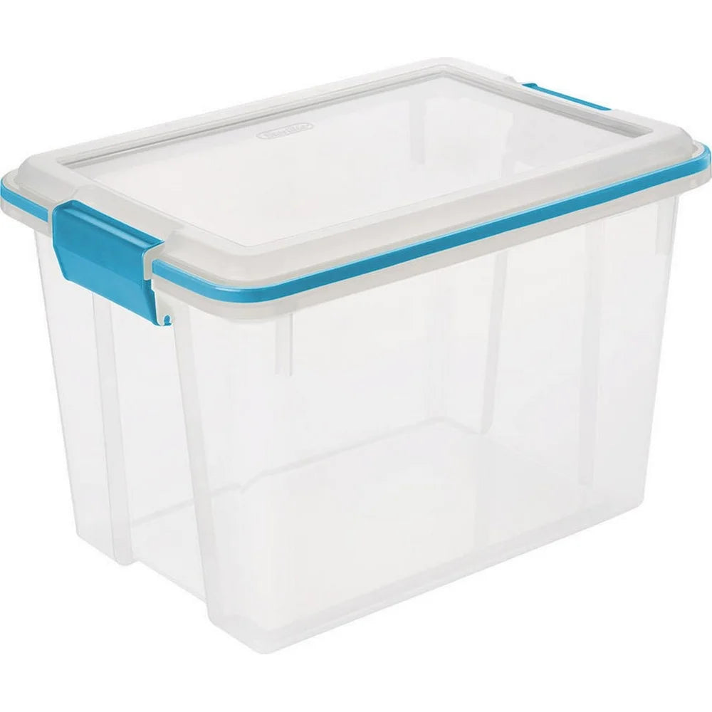2 Pack Gasket Storage Bin 20 Qt Clear Plastic Container with Lid Moisture Resistant Organizer Stackable Storage Solutions