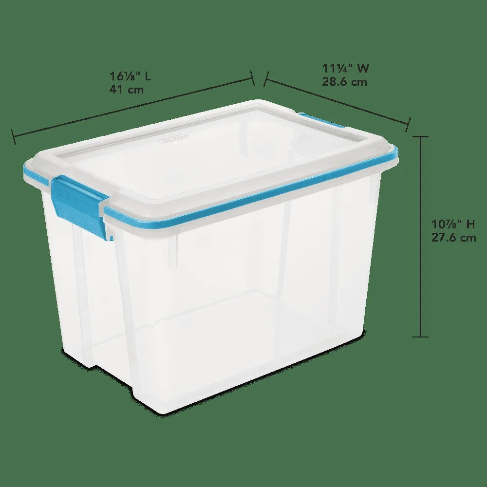 2 Pack Gasket Storage Bin 20 Qt Clear Plastic Container with Lid Moisture Resistant Organizer Stackable Storage Solutions
