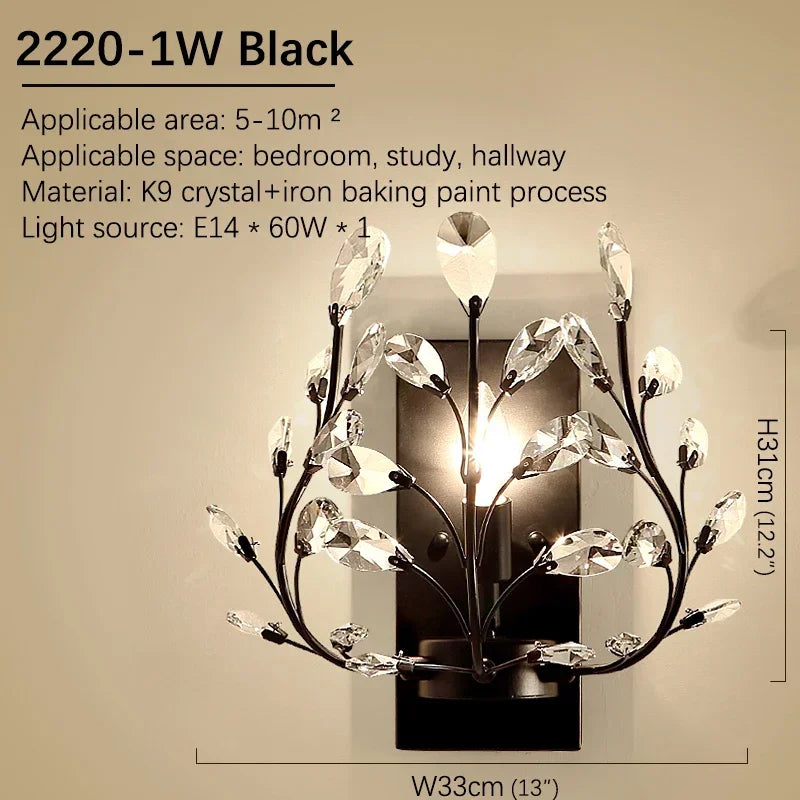 BROTHER Modern Crystal Wall lamp American Countryside LED Creative Living Room  Corridor Home Decoration Light