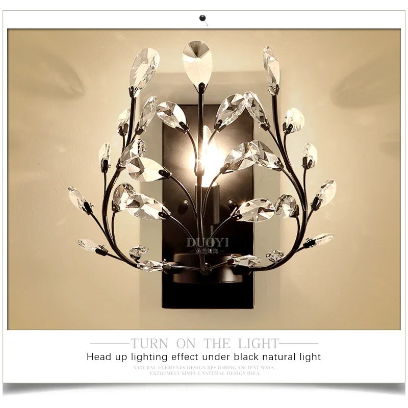 BROTHER Modern Crystal Wall lamp American Countryside LED Creative Living Room  Corridor Home Decoration Light