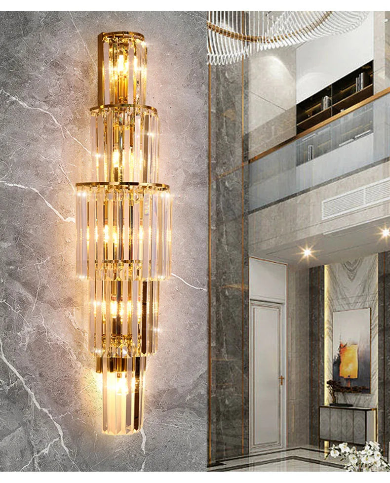 Luxury Hotel Lobby Large Big Crystal Wall Lamp for Club Hall Villa Living Room Office Banquet  Indoor Lighting  Fixtures