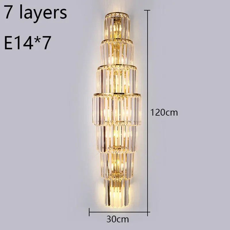 Luxury Hotel Lobby Large Big Crystal Wall Lamp for Club Hall Villa Living Room Office Banquet  Indoor Lighting  Fixtures