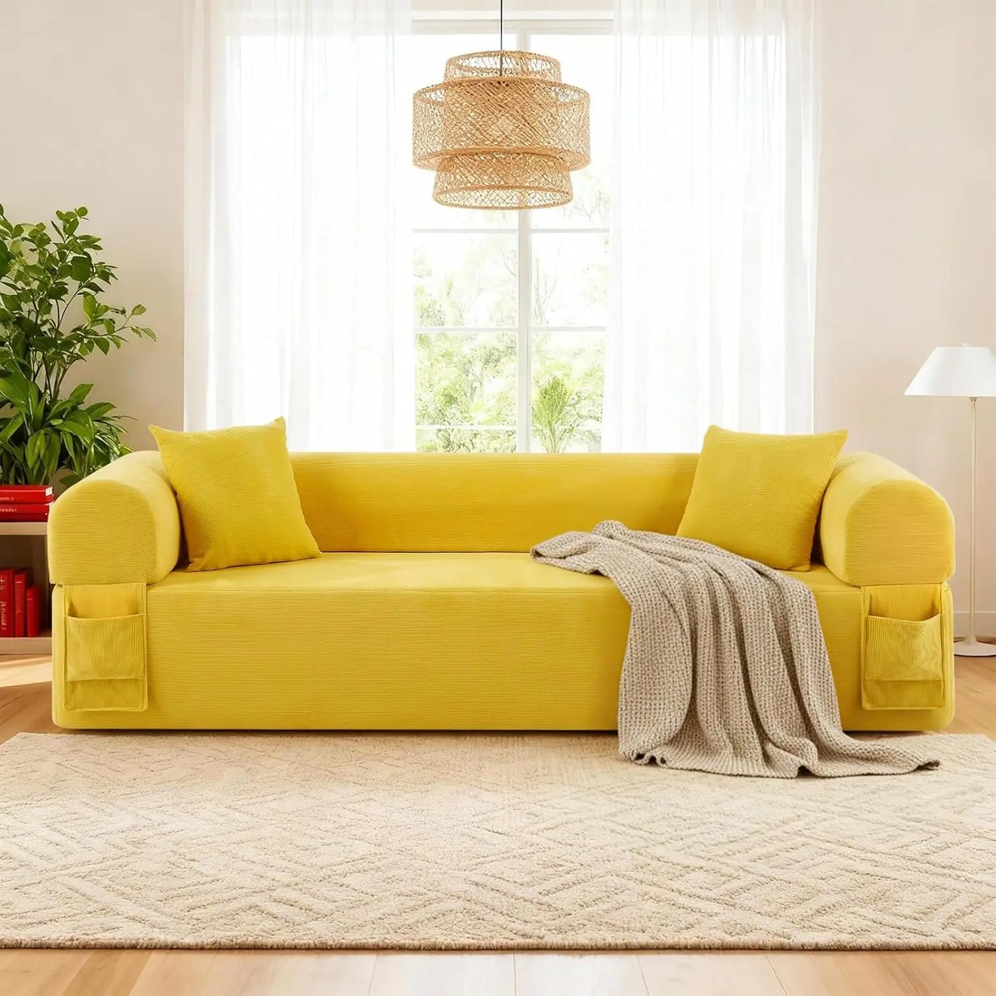 3 Seater Cloud Sofa in a Box Memory Foam Floor Couch with Storage Bag And 2 Pillows Boneless Sofa Bed for Living Room