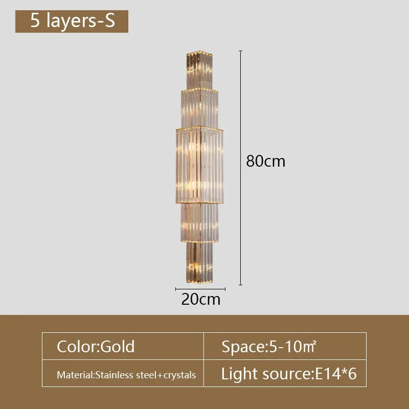 Luxury Hotel Lobby Large Big Crystal Wall Lamp for Club Hall Villa Living Room Office Banquet  Indoor Lighting  Fixtures