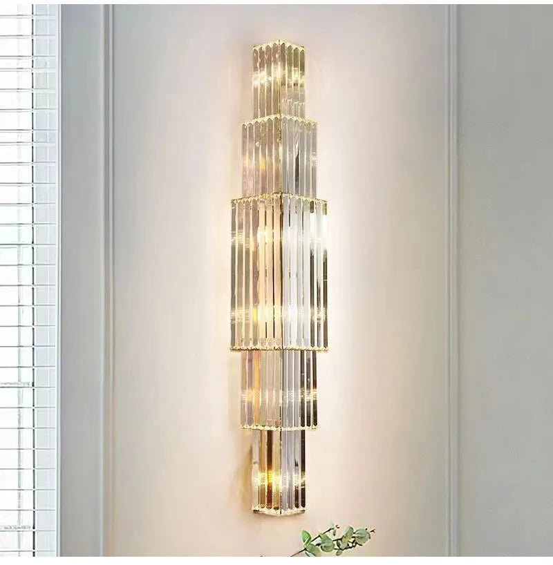 Luxury Hotel Lobby Large Big Crystal Wall Lamp for Club Hall Villa Living Room Office Banquet  Indoor Lighting  Fixtures