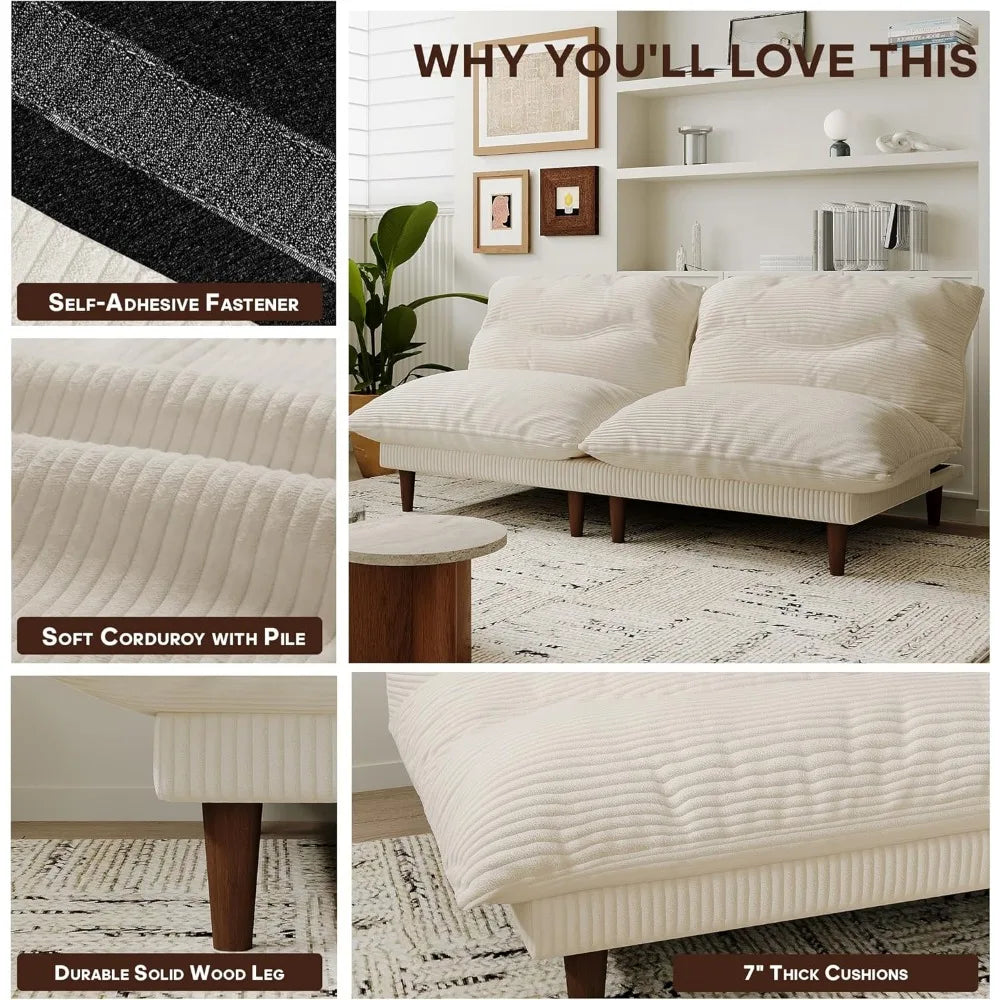 Futon Sofa Bed,4 in 1 Multi-Functional Futon Couch with Adjustable Backrest,Convertible Sleeper Sofa Bed and Recliner,Customized