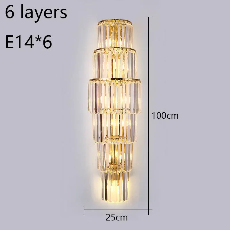 Luxury Hotel Lobby Large Big Crystal Wall Lamp for Club Hall Villa Living Room Office Banquet  Indoor Lighting  Fixtures