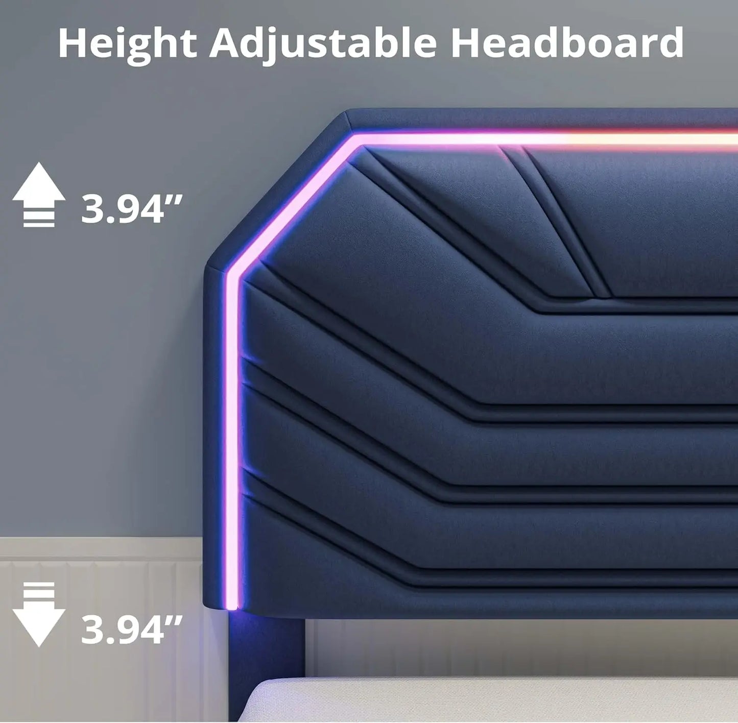 LIKIMIO Twin / Twin XL Bed Frames with Lighted Headboard, Upholstered Modern Cama Twin Platform Bed with Heavy Duty Supports