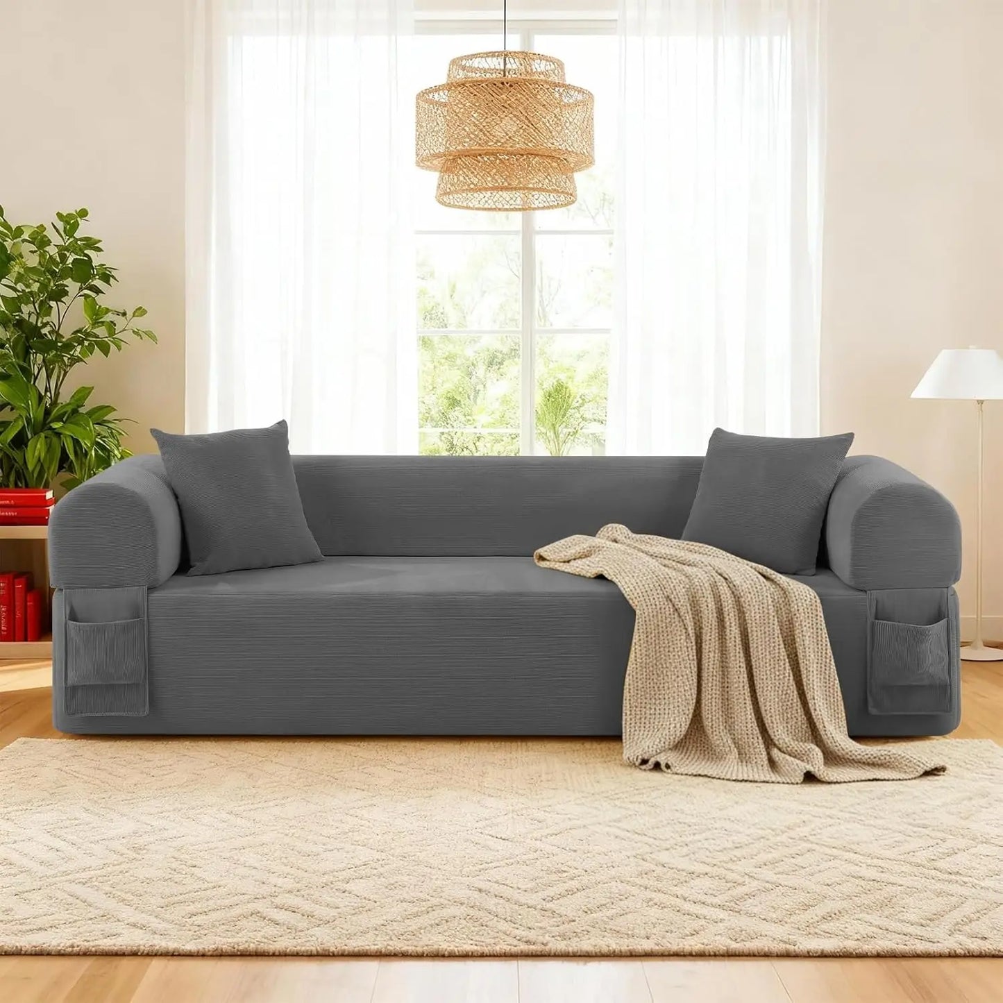 3 Seater Cloud Sofa in a Box Memory Foam Floor Couch with Storage Bag And 2 Pillows Boneless Sofa Bed for Living Room