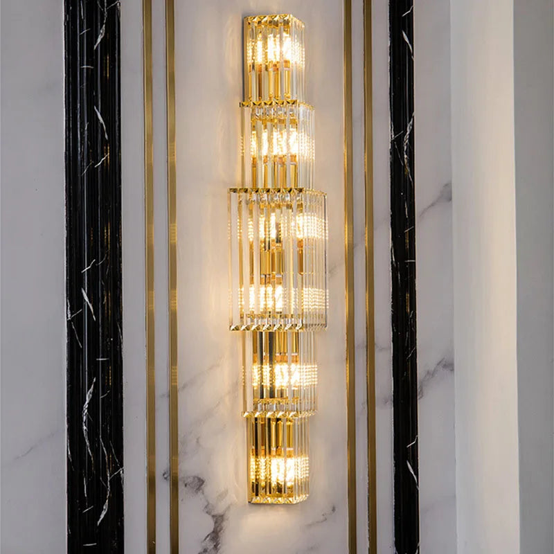 Luxury Hotel Lobby Large Big Crystal Wall Lamp for Club Hall Villa Living Room Office Banquet  Indoor Lighting  Fixtures