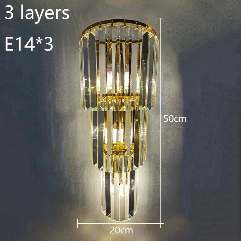 Luxury Hotel Lobby Large Big Crystal Wall Lamp for Club Hall Villa Living Room Office Banquet  Indoor Lighting  Fixtures