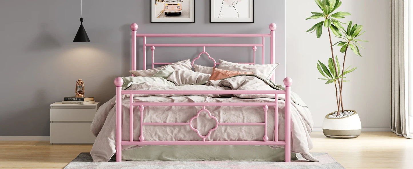 HOOMIC 14 Inch Metal Platform Bed Frame, Vintage Victorian Style, Wrought Iron Headboard and Footboard
