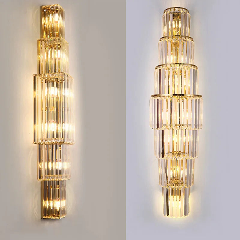 Luxury Hotel Lobby Large Big Crystal Wall Lamp for Club Hall Villa Living Room Office Banquet  Indoor Lighting  Fixtures