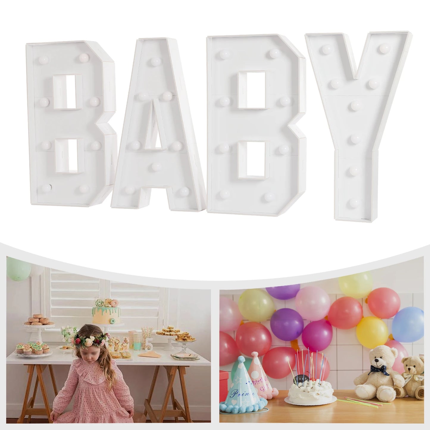 70CM Light Up Letters Party Decoration LED Letter Lights LED Letter Light For Baby Birthdays, Baby Showers, New Year