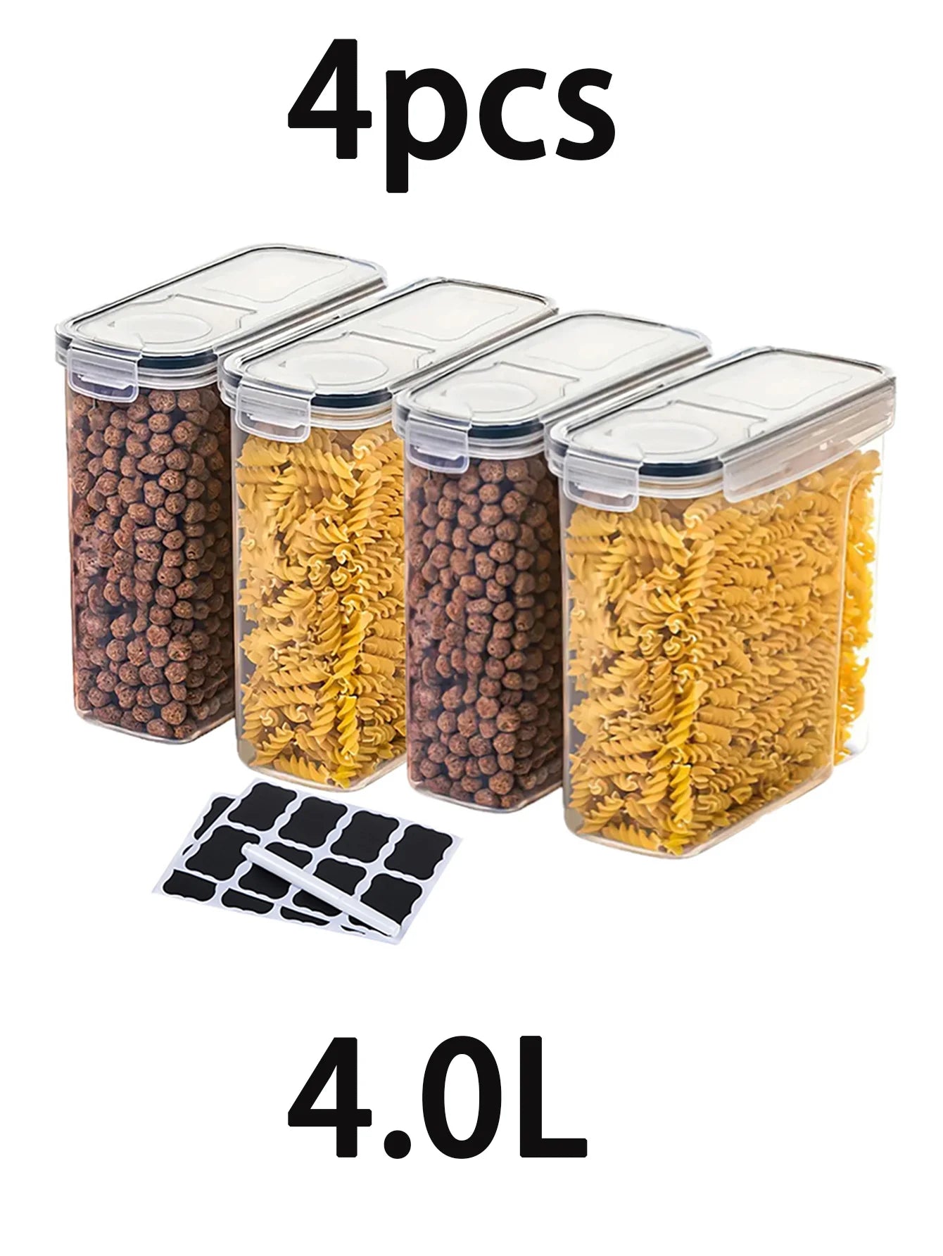 4pcs4l  Large Food Storage Containers With Lids, Airtight Food Storage Containers For Kitchen Pantry Organization And Storage