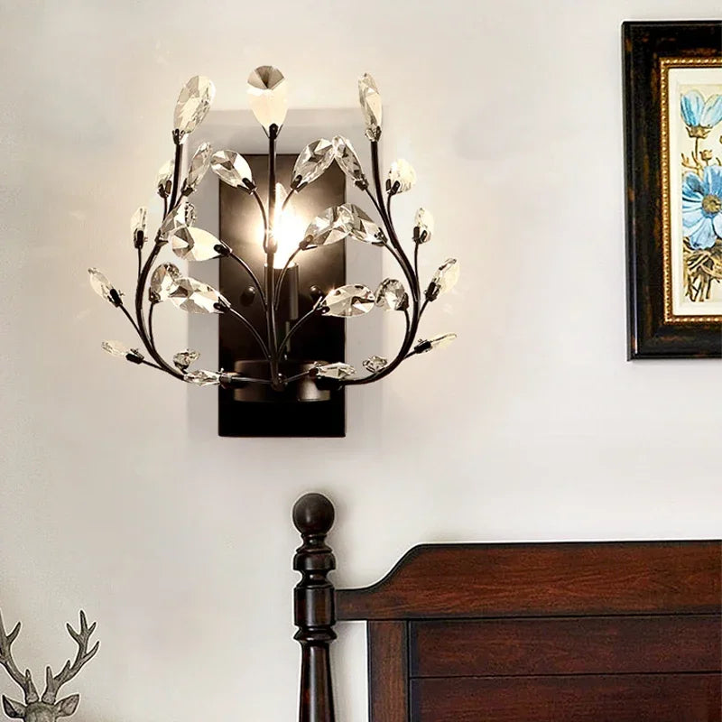 BROTHER Modern Crystal Wall lamp American Countryside LED Creative Living Room  Corridor Home Decoration Light