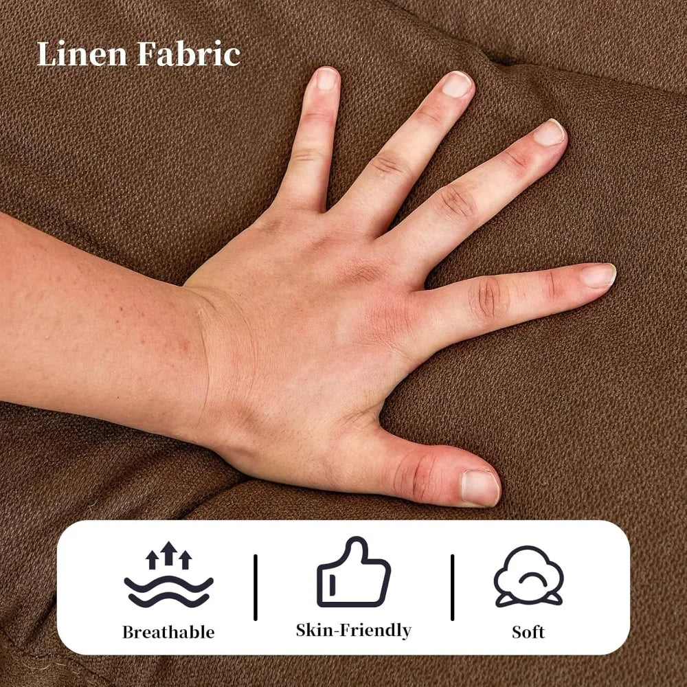 81.1" 3-Seater Fabric Sofa, Modern Brown Living Room Couch with Rolled Arms and Stitch-Tufted Cushions, Comfortable Upholstered