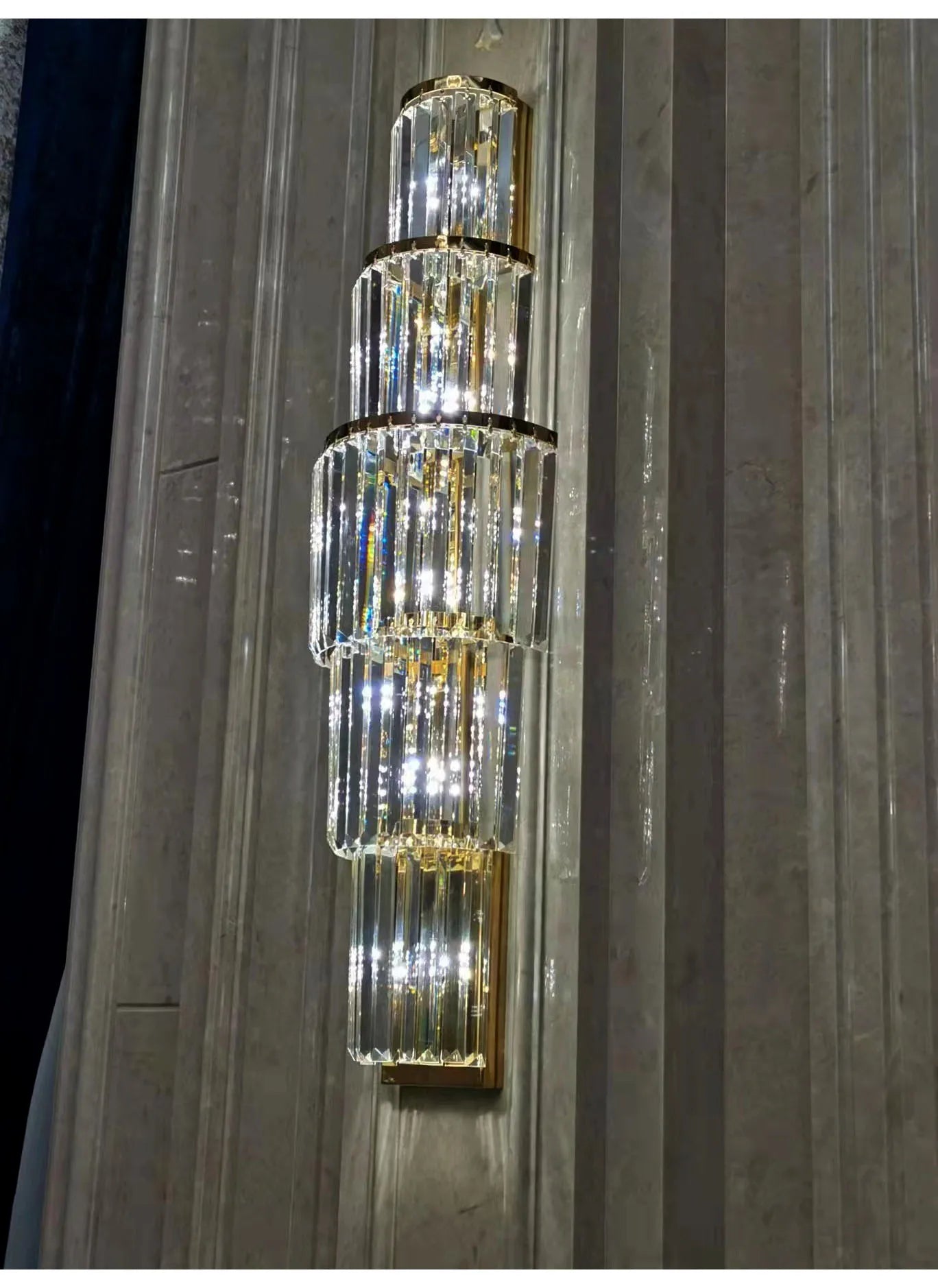 Luxury Hotel Lobby Large Big Crystal Wall Lamp for Club Hall Villa Living Room Office Banquet  Indoor Lighting  Fixtures