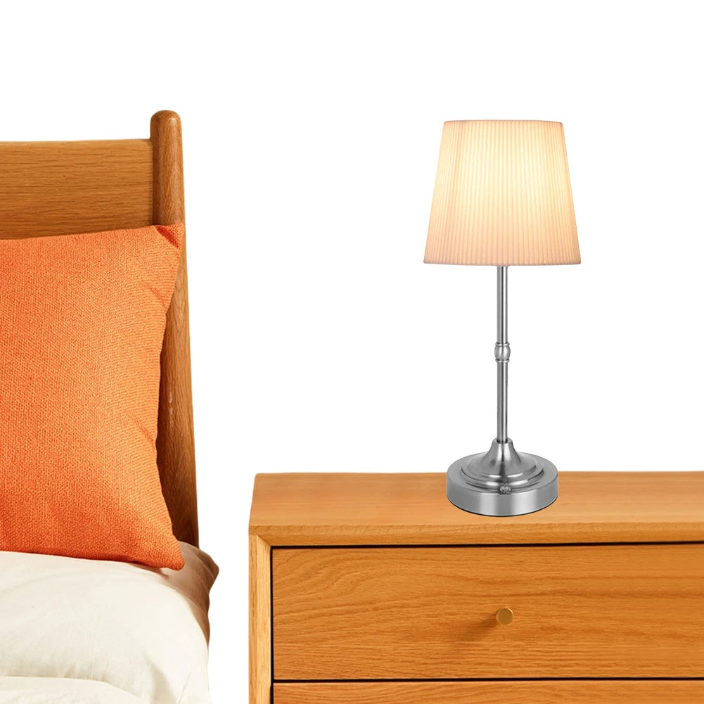 Pleated Decorative Atmosphere Light Touch Control Bedside Dining Room Lamp USB Rechargeable 5200mAh Portable Cordless Table Lamp