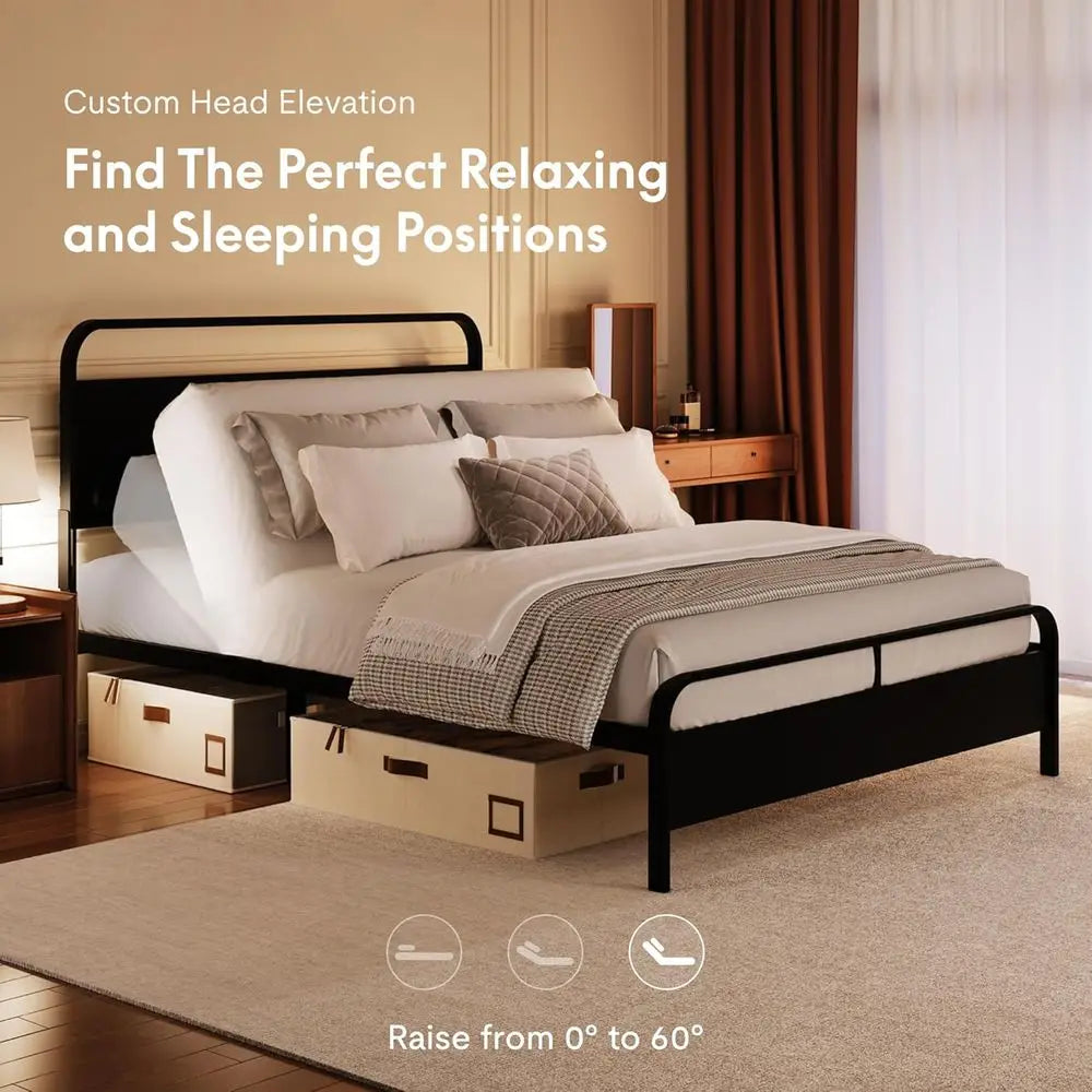 FLEXISPOT Queen Bed with Adjustable Frame, 0-60° Head Tilt, Silent DC Motor, Easy Setup - Perfect for Comfort, Reading, and Supp