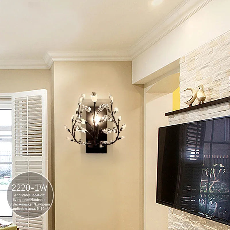BROTHER Modern Crystal Wall lamp American Countryside LED Creative Living Room  Corridor Home Decoration Light