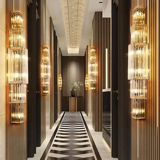 Luxury Hotel Lobby Large Big Crystal Wall Lamp for Club Hall Villa Living Room Office Banquet  Indoor Lighting  Fixtures
