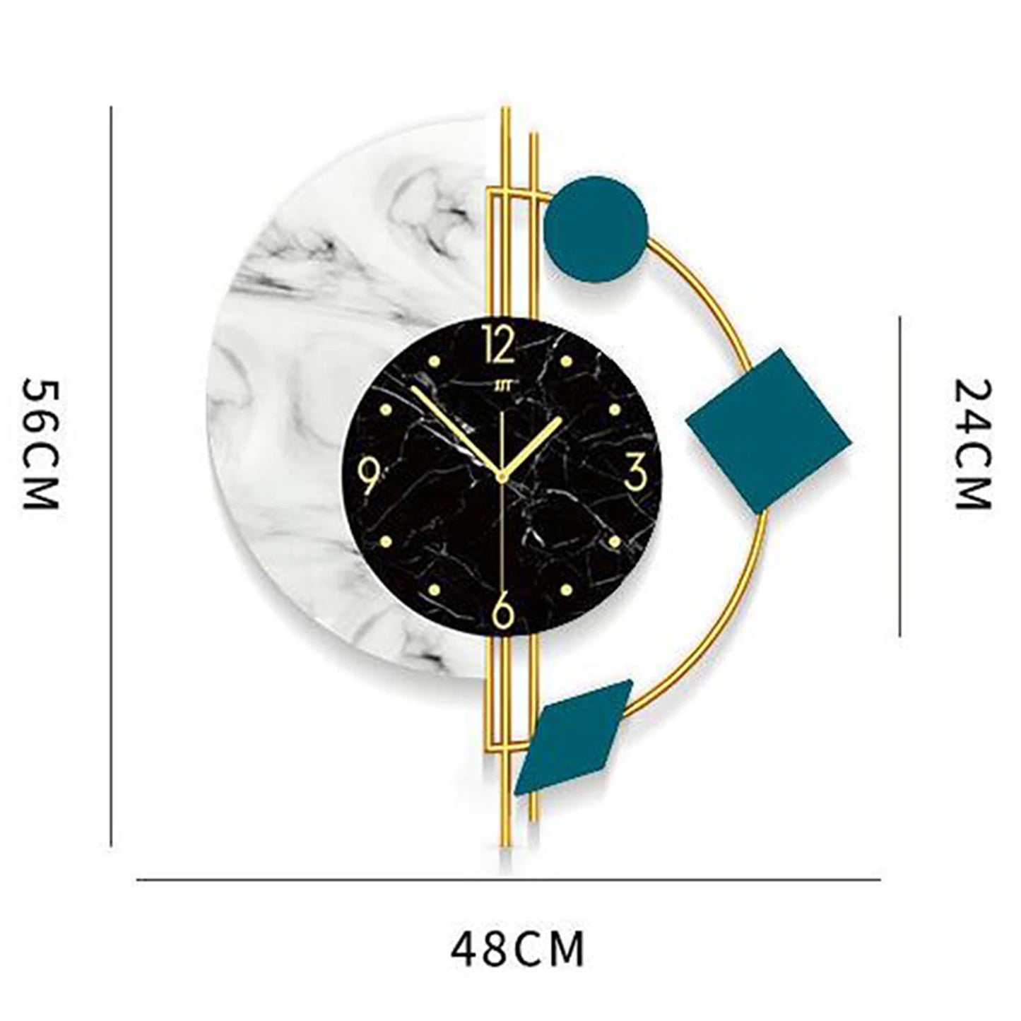 Silent Wall Clock for Living Room Bedroom Wall Decorations Creative Semicircle Marble Quartz Wall Clock Gift
