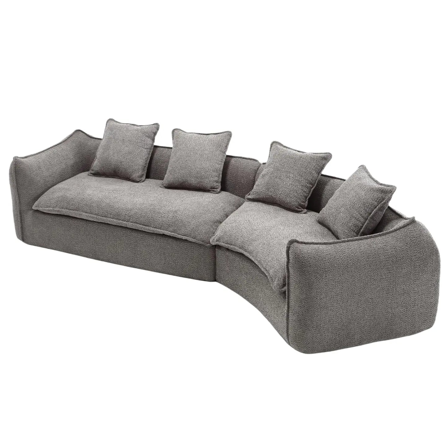 129.9" Modular Sectional Sofa with 4 Throw Pillow, Fabric Modern 5 Seat Round Shaped Convertible Sofa for Living, Customized