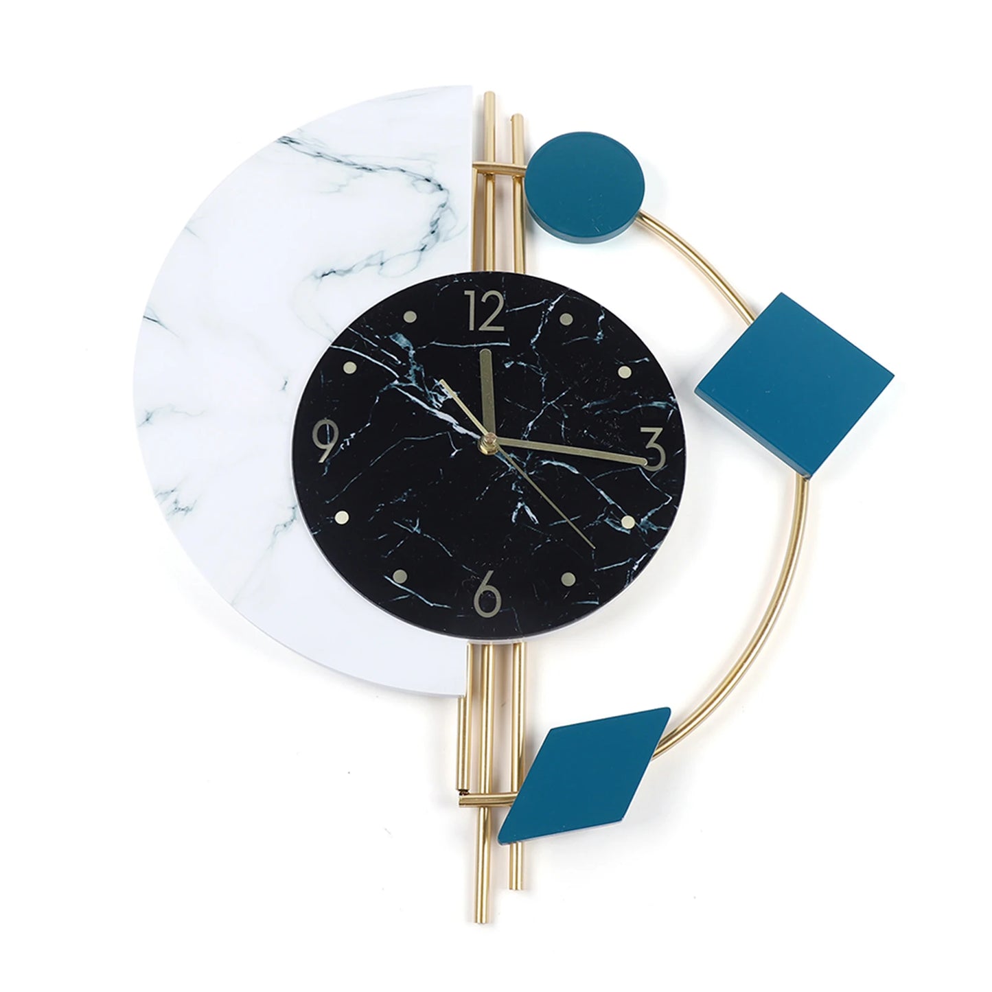 Silent Wall Clock for Living Room Bedroom Wall Decorations Creative Semicircle Marble Quartz Wall Clock Gift