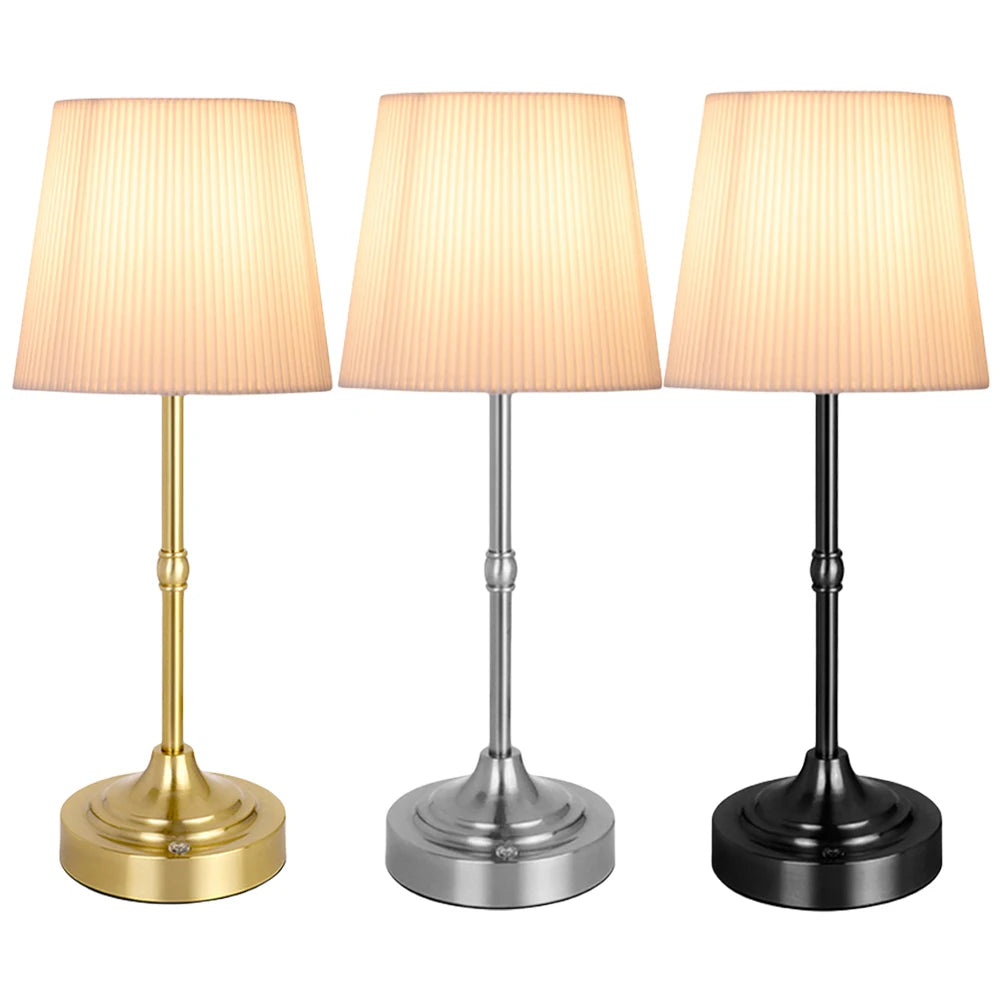 Pleated Decorative Atmosphere Light Touch Control Bedside Dining Room Lamp USB Rechargeable 5200mAh Portable Cordless Table Lamp