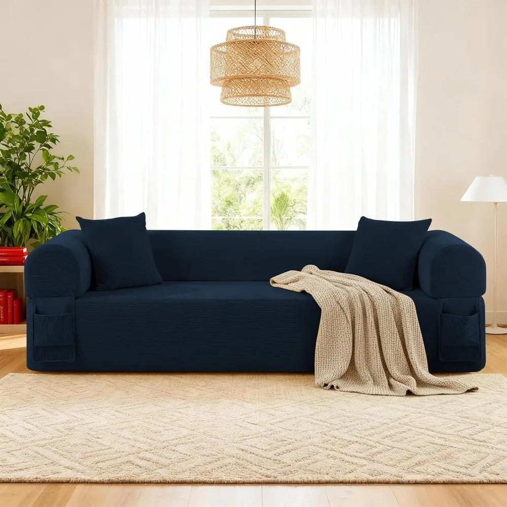 3 Seater Cloud Sofa in a Box Memory Foam Floor Couch with Storage Bag And 2 Pillows Boneless Sofa Bed for Living Room