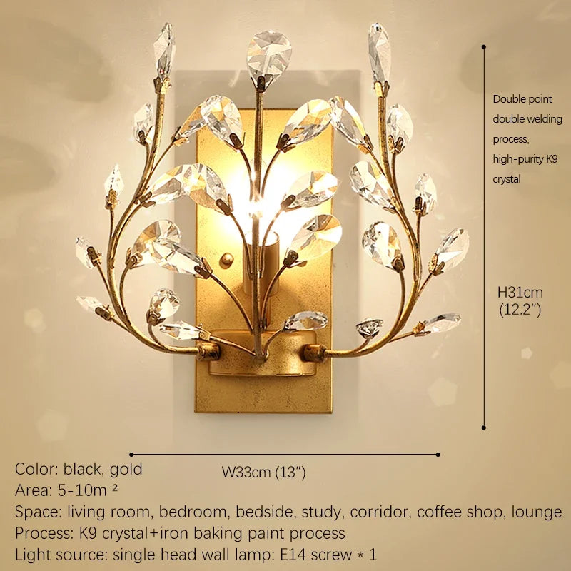 BROTHER Modern Crystal Wall lamp American Countryside LED Creative Living Room  Corridor Home Decoration Light