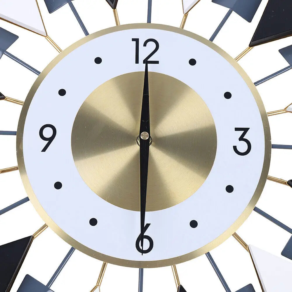 Mid Century Wall Clock Large Silent Metal Wall Clock for Living Room