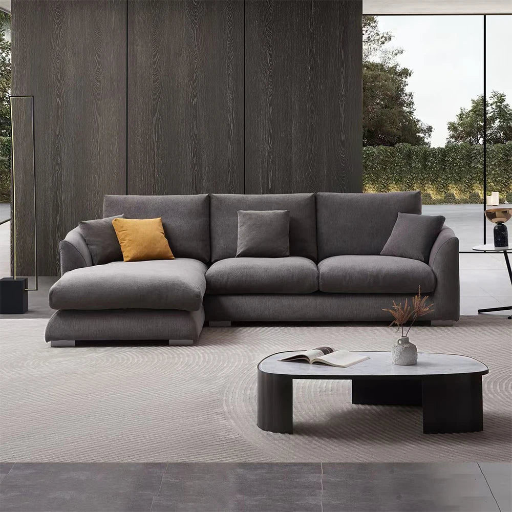 Cloud Down Filled Chaise Sofa Living Room Sofa L-shaped Recliner Sofa Comfortable Cloud Sofa Linen Sofa Removable Washable