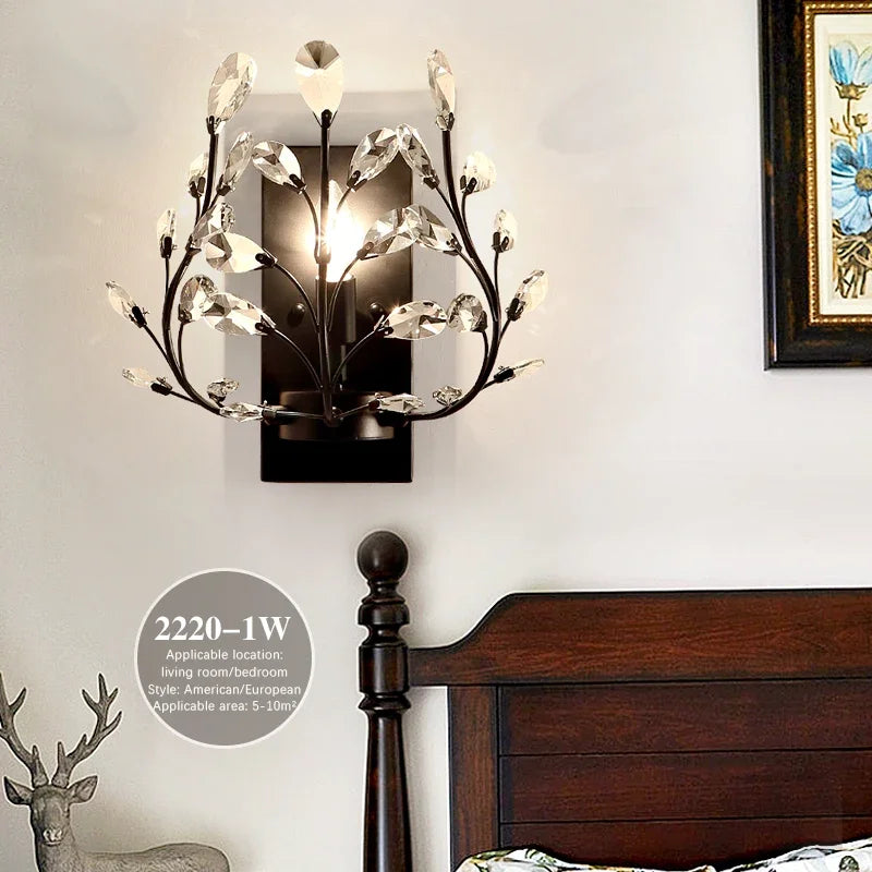 BROTHER Modern Crystal Wall lamp American Countryside LED Creative Living Room  Corridor Home Decoration Light